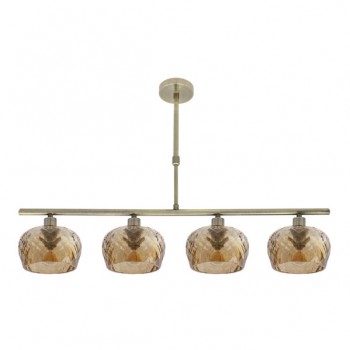 Distribuidor - Lâmpadas Diversas | Lâmpadas Modernas | LAMPARA ESTELA 4XE14 CUERO REGX75X13 CM C/TULIPAS CRISTAL TALLADO AMBAR Ref: 196854014